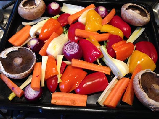 Roasting healthy veg...